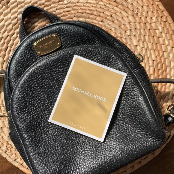 micheal kors mini leather black backpack, like-new condition. - Picture 5 of 5